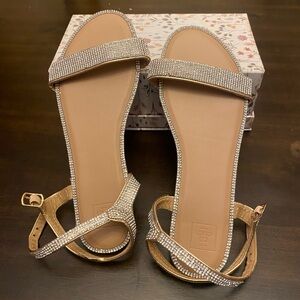 Elegant Gold Rhinestone Sandals